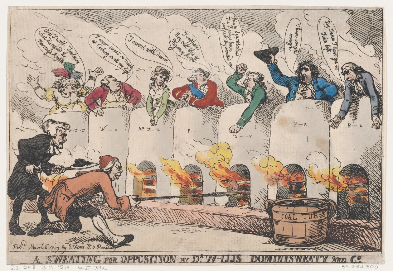 A Sweating for Opposition by Dr. W-llis Dominisweaty and Co., March 6, 1789., March 6, 1789. 作者 托马斯·罗兰森