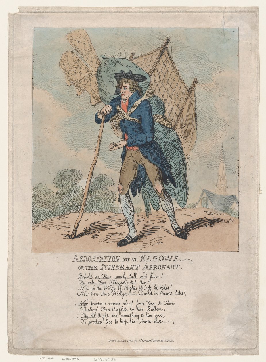 Aerostation out at Elbows, or The Itinerant Aeronaut, September 5, 1785., September 5, 1785. 作者 托马斯·罗兰森