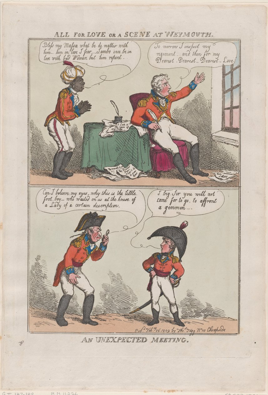 All for Love or A Scene at Weymouth, An Unexpected Meeting, February 26, 1809., February 26, 1809. 作者 托马斯·罗兰森