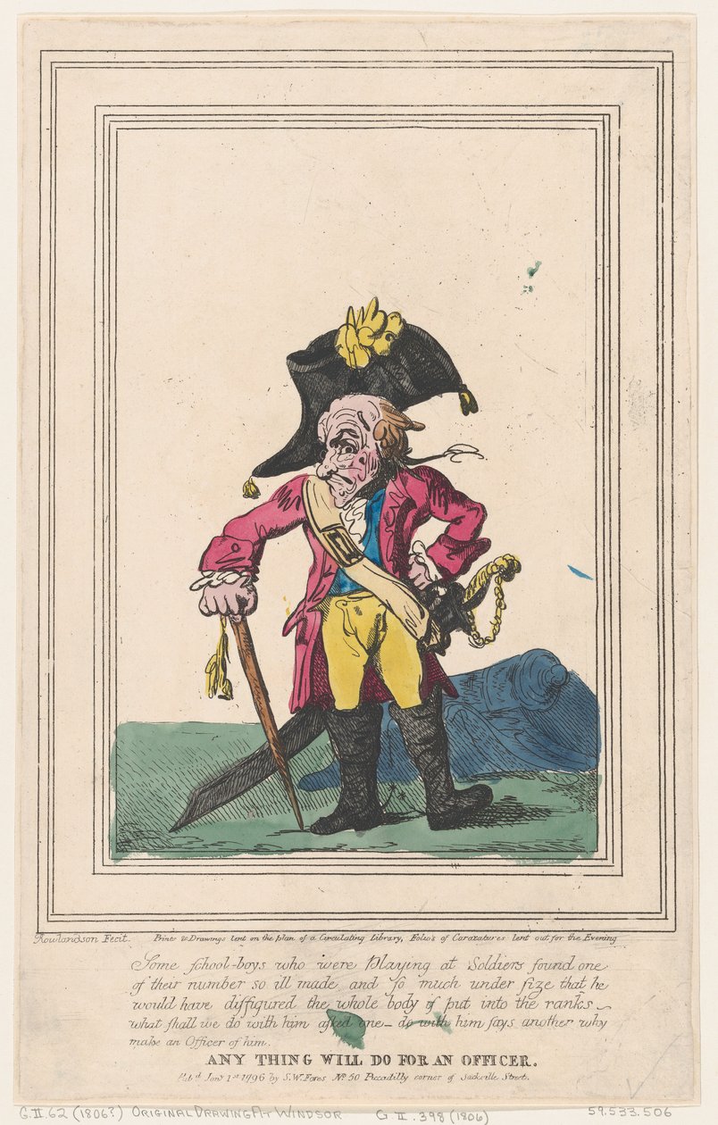 Anything Will Do For an Officer, January 1, 1796., 1796年1月1日。 作者 托马斯·罗兰森