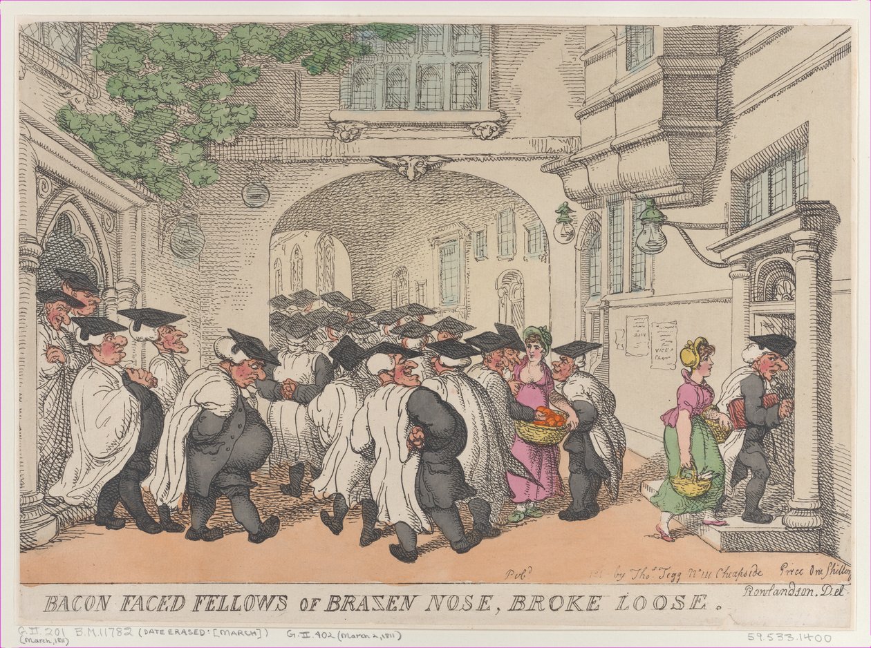 Bacon Faced Fellows of Brazen Nose, Broke Loose, 1811. 作者 托马斯·罗兰森