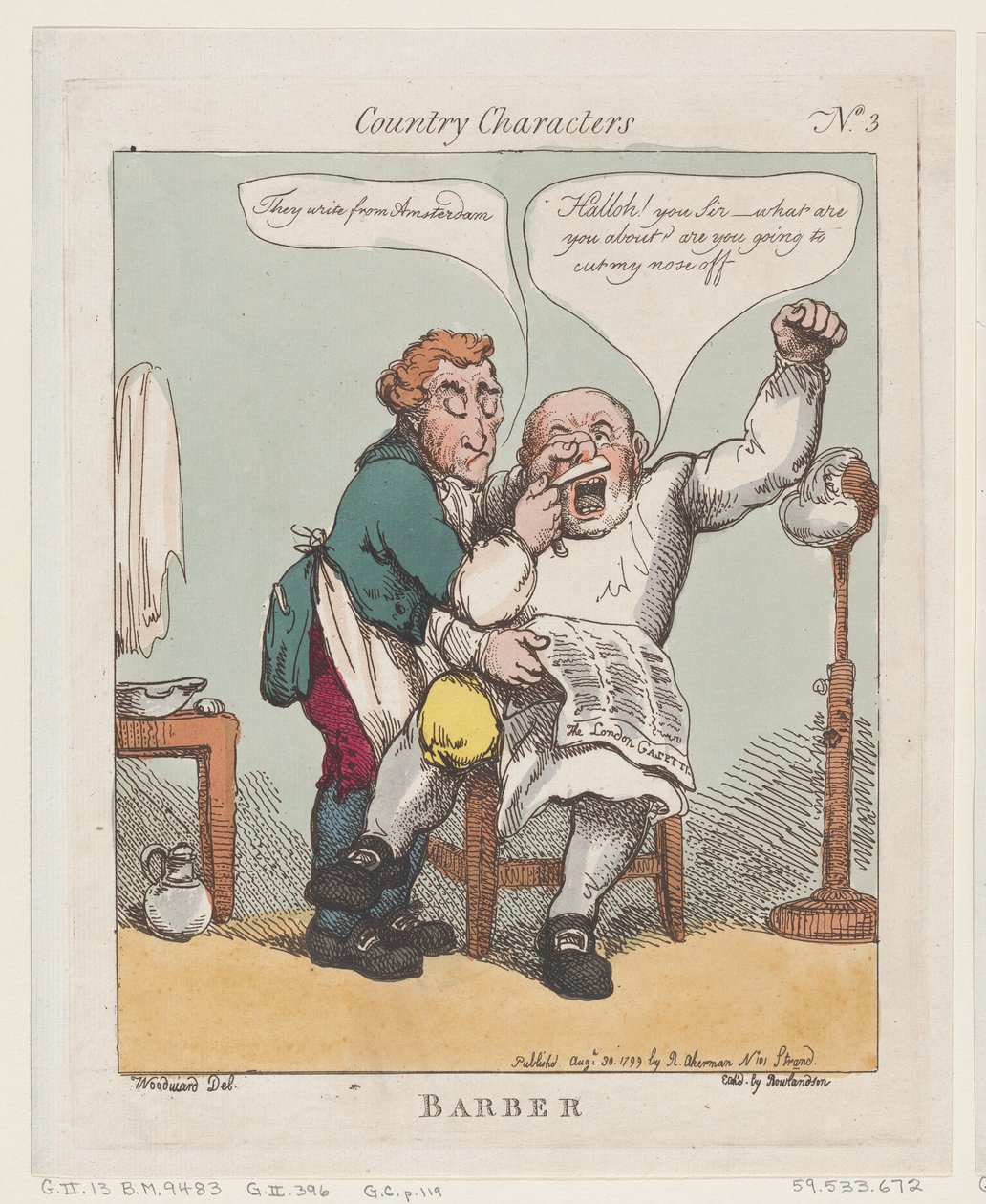 Barber, August 30, 1799., August 30, 1799. 作者 托马斯·罗兰森