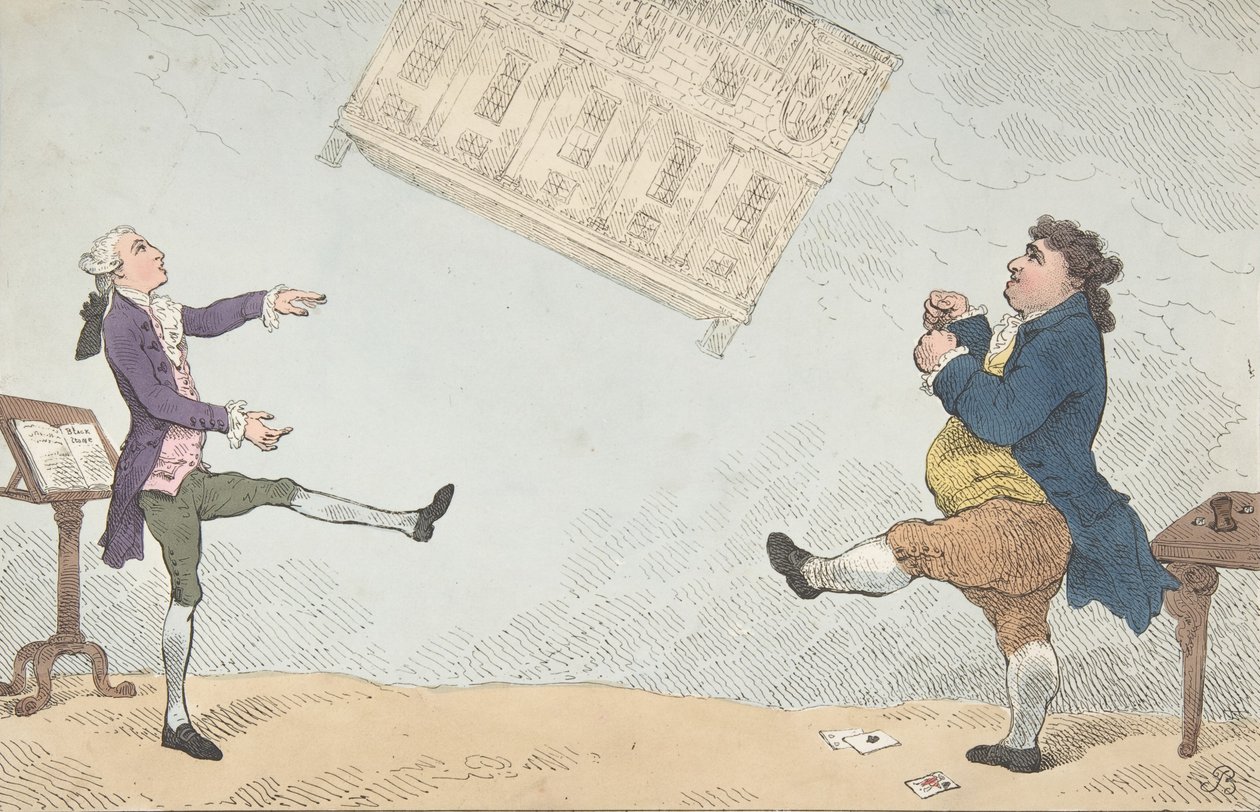 Billy Lackbeard和Charley Blackbeard在足球场上比赛，1784年2月7日。 作者 托马斯·罗兰森