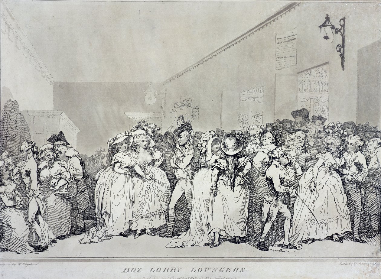 Box Lobby Loungers，由Rowlandson设计，由Henry Wigstead（c.1745-93）设计，酒吧。约翰拉斐尔史密斯，1786年（深褐色蚀刻） 作者 托马斯·罗兰森