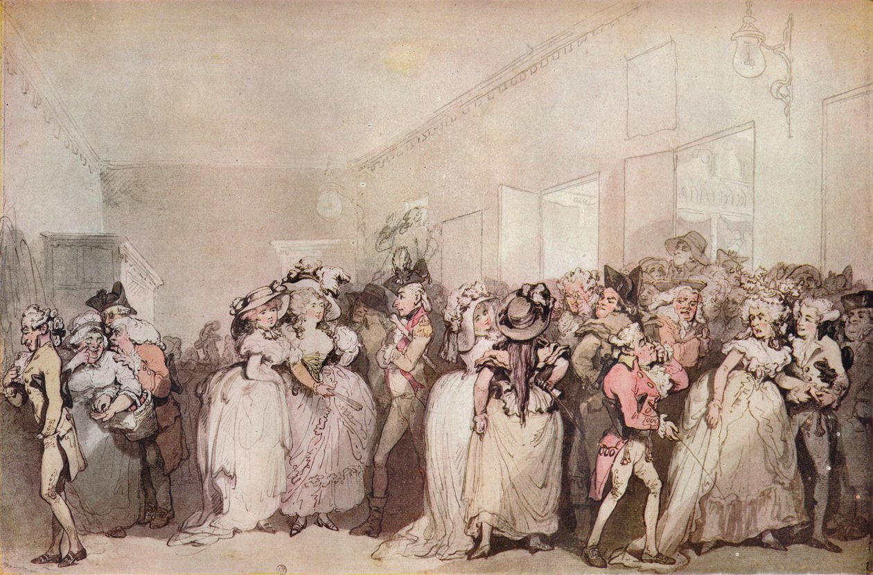 1785年的Box Lobby Loungers，c1785 作者 托马斯·罗兰森