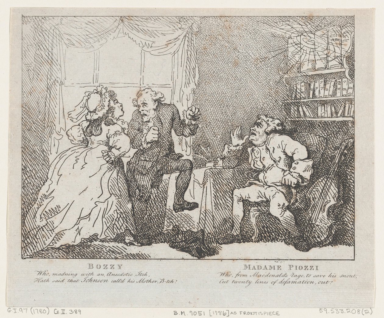 Bozzy和Piozzi夫人 Frontispiece, Bozzy and Piozzi by Peter Pindar, 1780-86., 1780-86. 作者 托马斯·罗兰森
