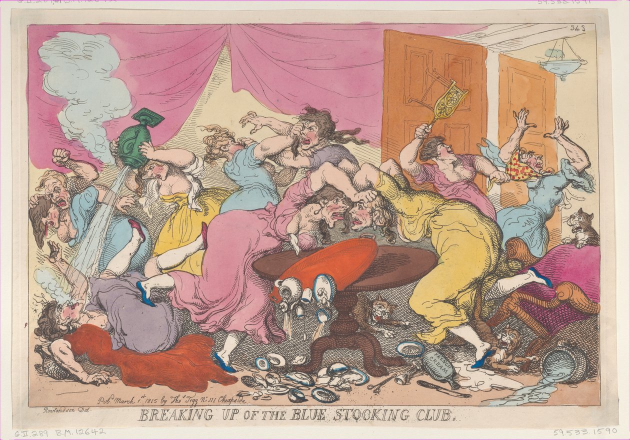 Breaking Up of the Blue Stocking Club, March 1, 1815. , 1815年3月1日。 作者 托马斯·罗兰森