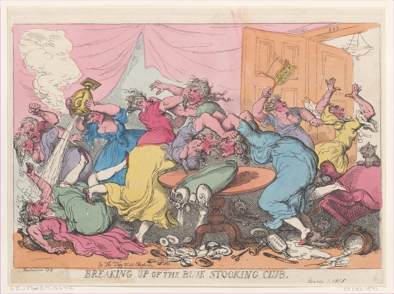 Breaking Up of the Blue Stocking Club, March 1, 1815. , 1815年3月1日。 作者 托马斯·罗兰森
