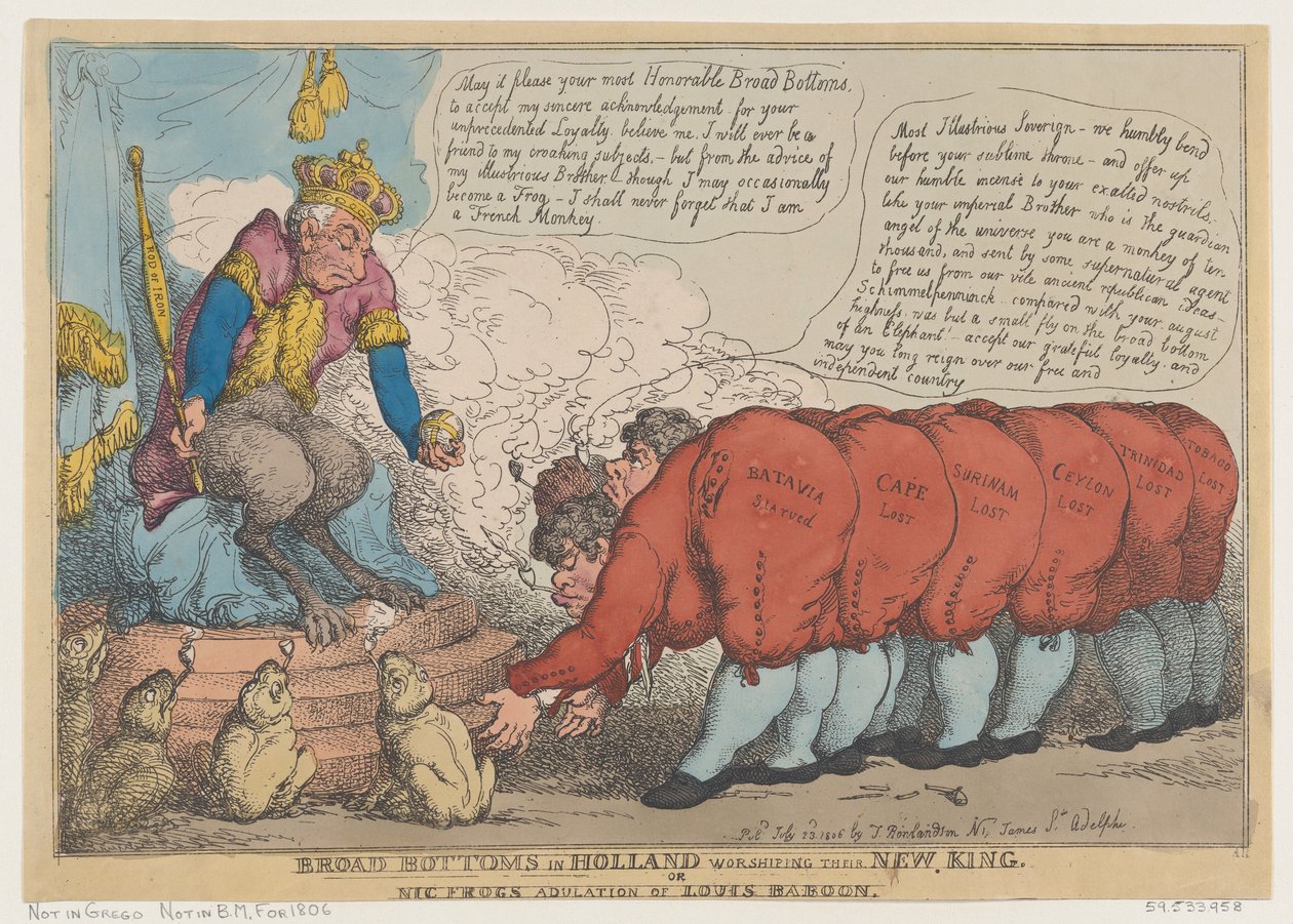 Broad Bottoms in Holland Worshiping Their New King, July 23, 1806. , July 23, 1806. 作者 托马斯·罗兰森