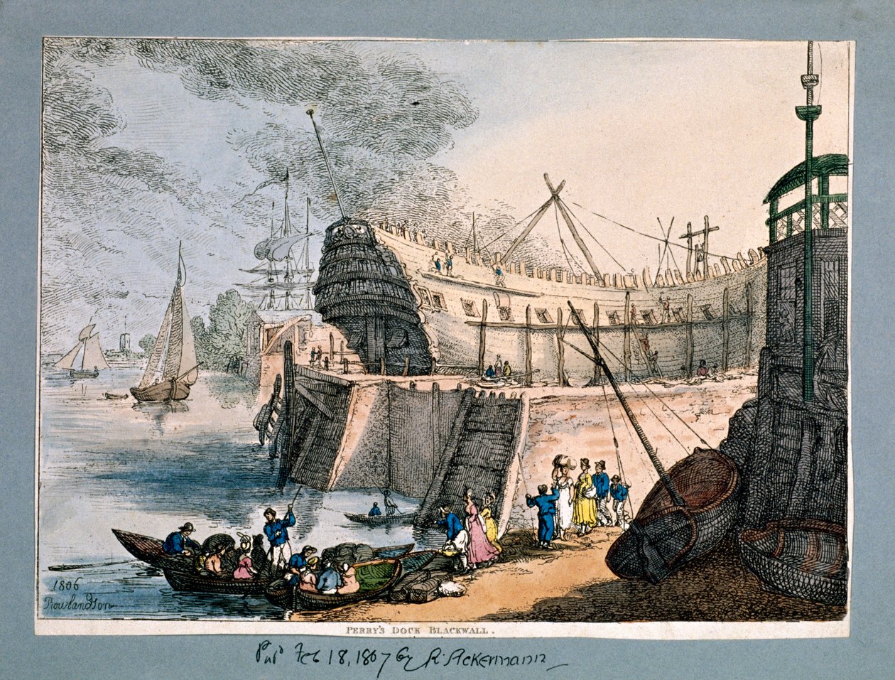 伦敦黑墙的布伦瑞克码头，1806年 作者 托马斯·罗兰森