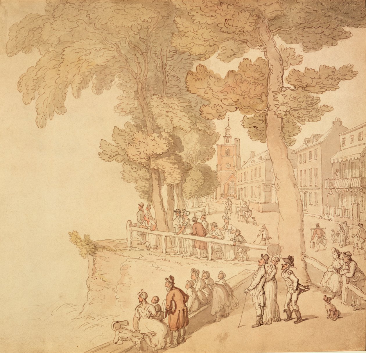 Cheyne Walk，伦敦，约18世纪末至19世纪初 作者 托马斯·罗兰森