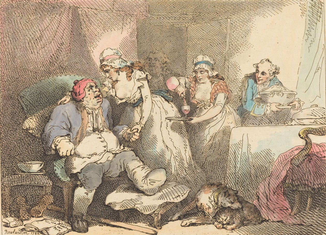 痛风的安慰》，1785年。 作者 托马斯·罗兰森