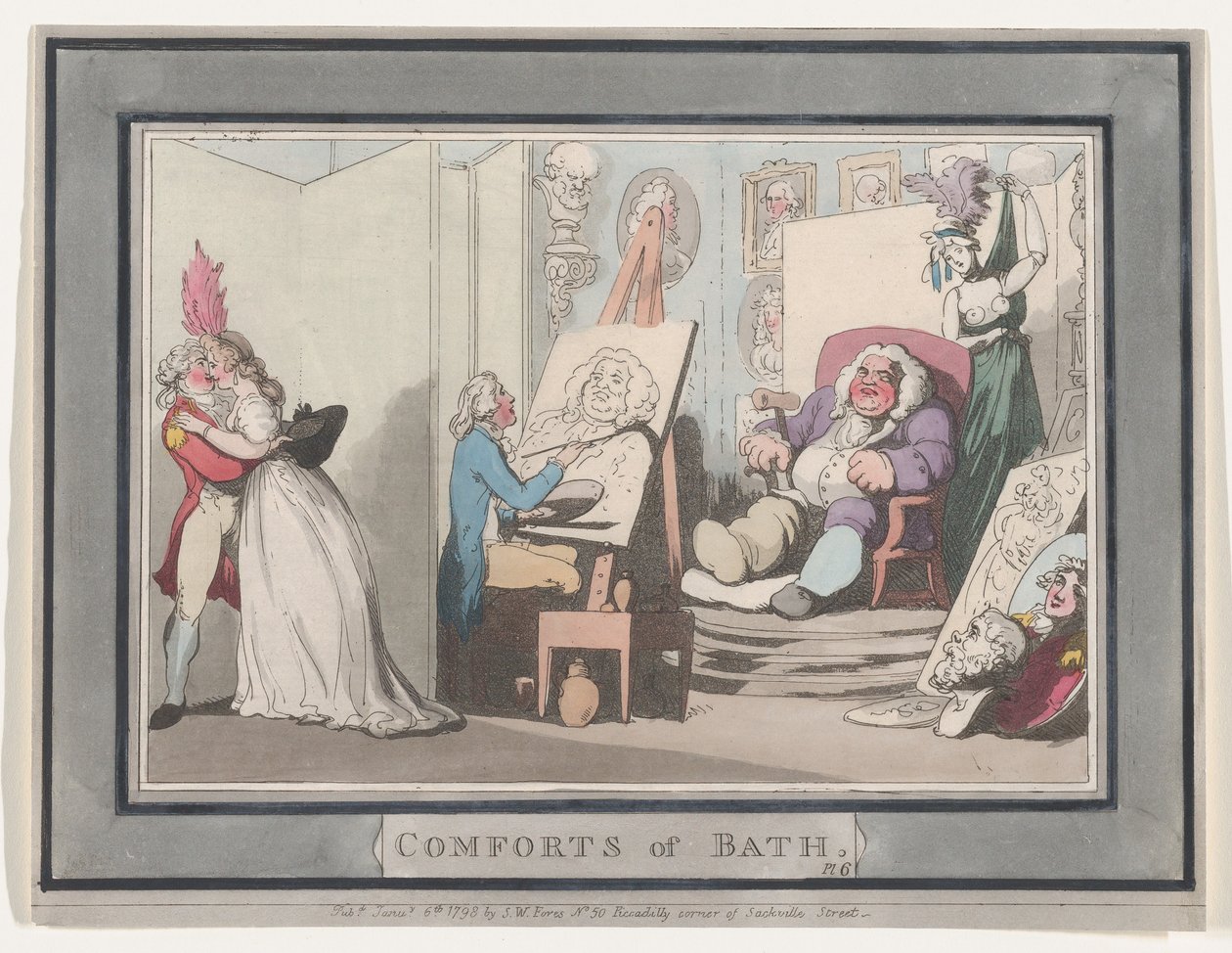 Comforts of Bath, Plate 6, January 6, 1798., January 6, 1798. 作者 托马斯·罗兰森