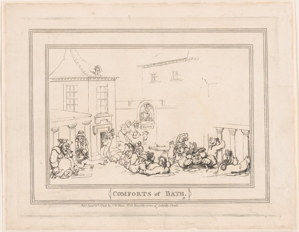 Comforts of Bath, Plate 7, January 6, 1798., January 6, 1798. 作者 托马斯·罗兰森