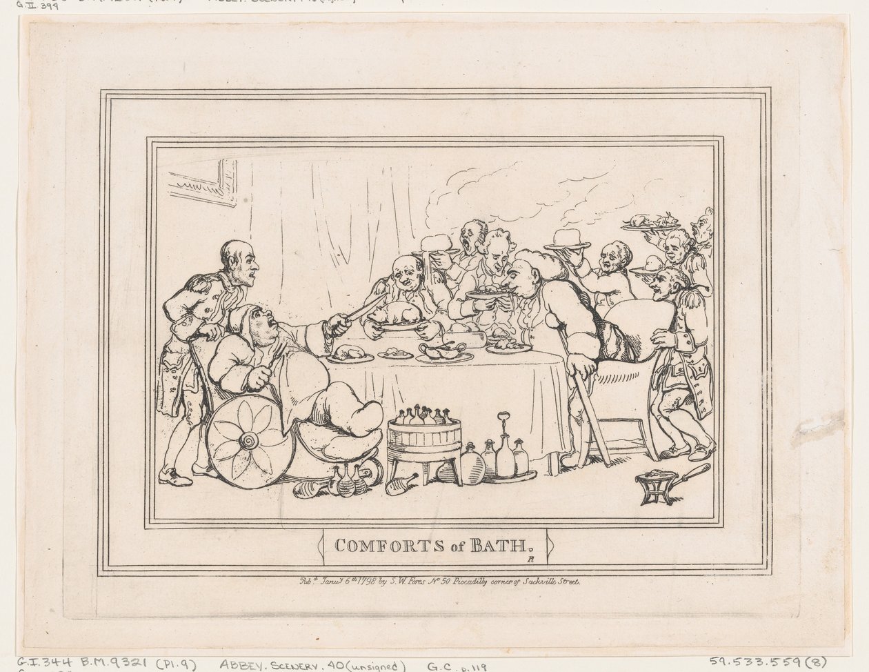 Comforts of Bath, Plate 9, January 6, 1798., January 6, 1798. 作者 托马斯·罗兰森