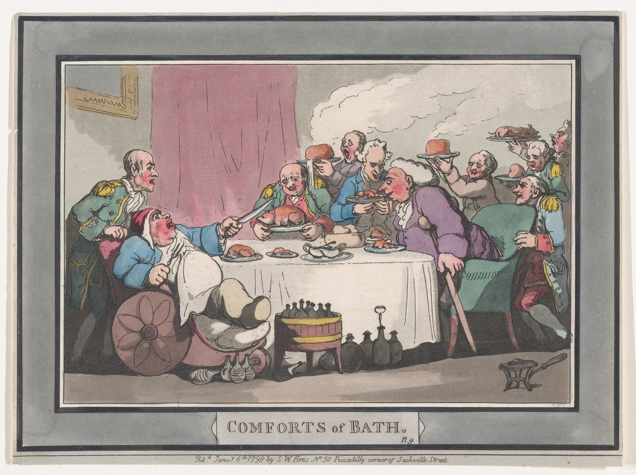 Comforts of Bath, Plate 9, January 6, 1798., January 6, 1798. 作者 托马斯·罗兰森