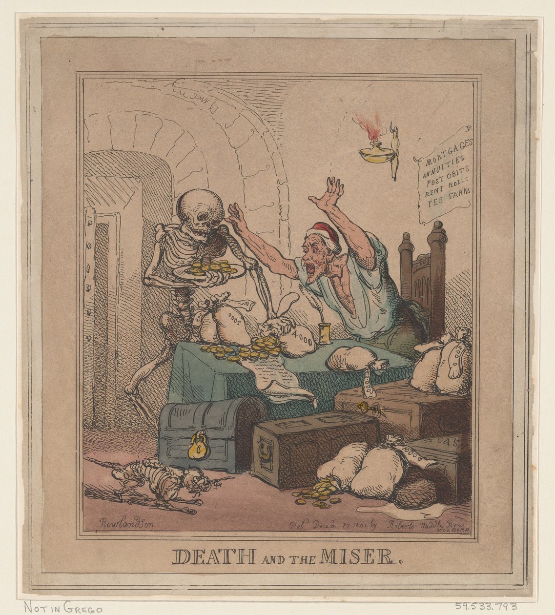 Death and the Miser, December 20, 1801., December 20, 1801. 作者 托马斯·罗兰森
