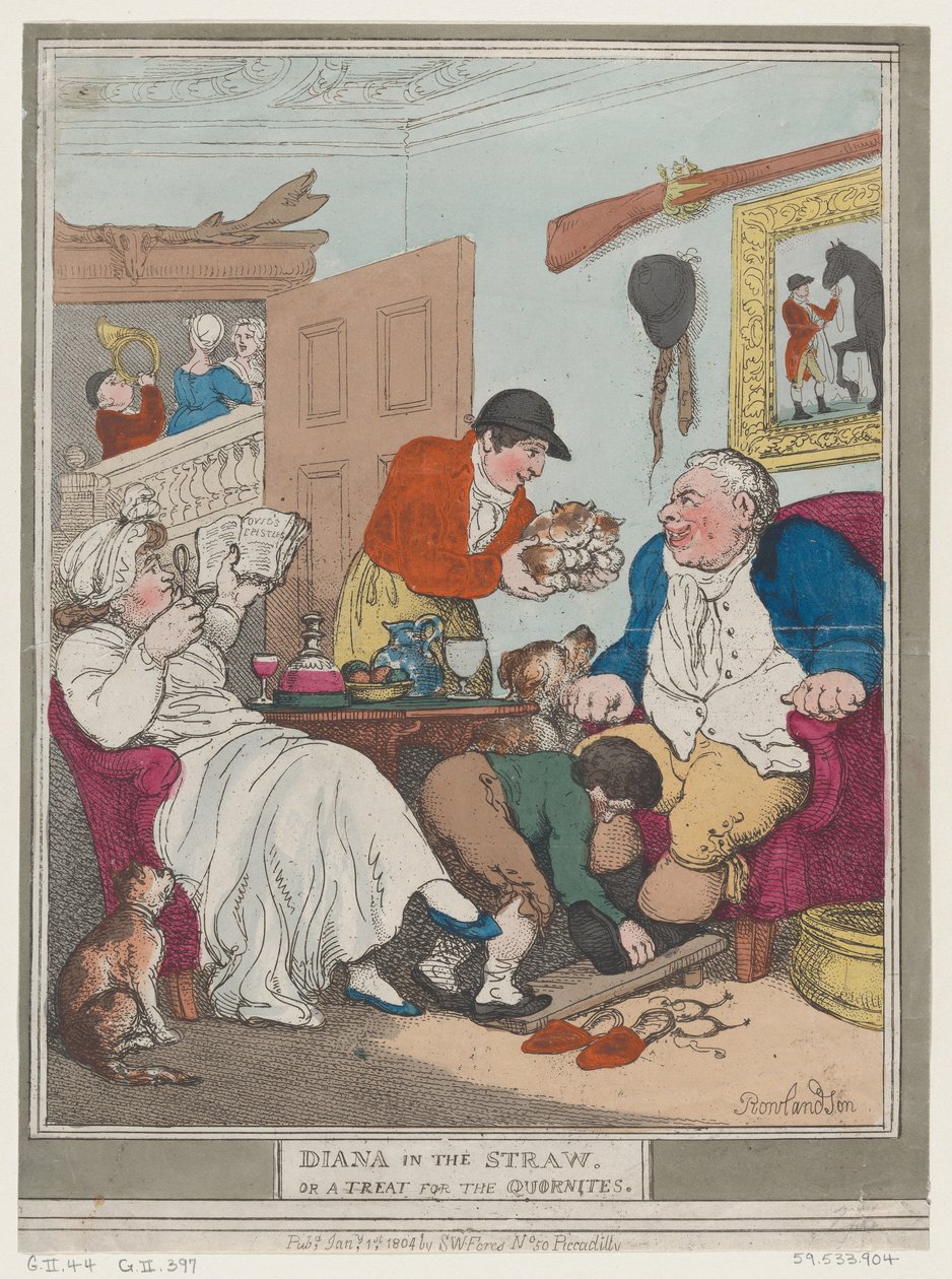 Diana in the Straw, or A Treat for Quornites, January 1, 1804., January 1, 1804. 作者 托马斯·罗兰森