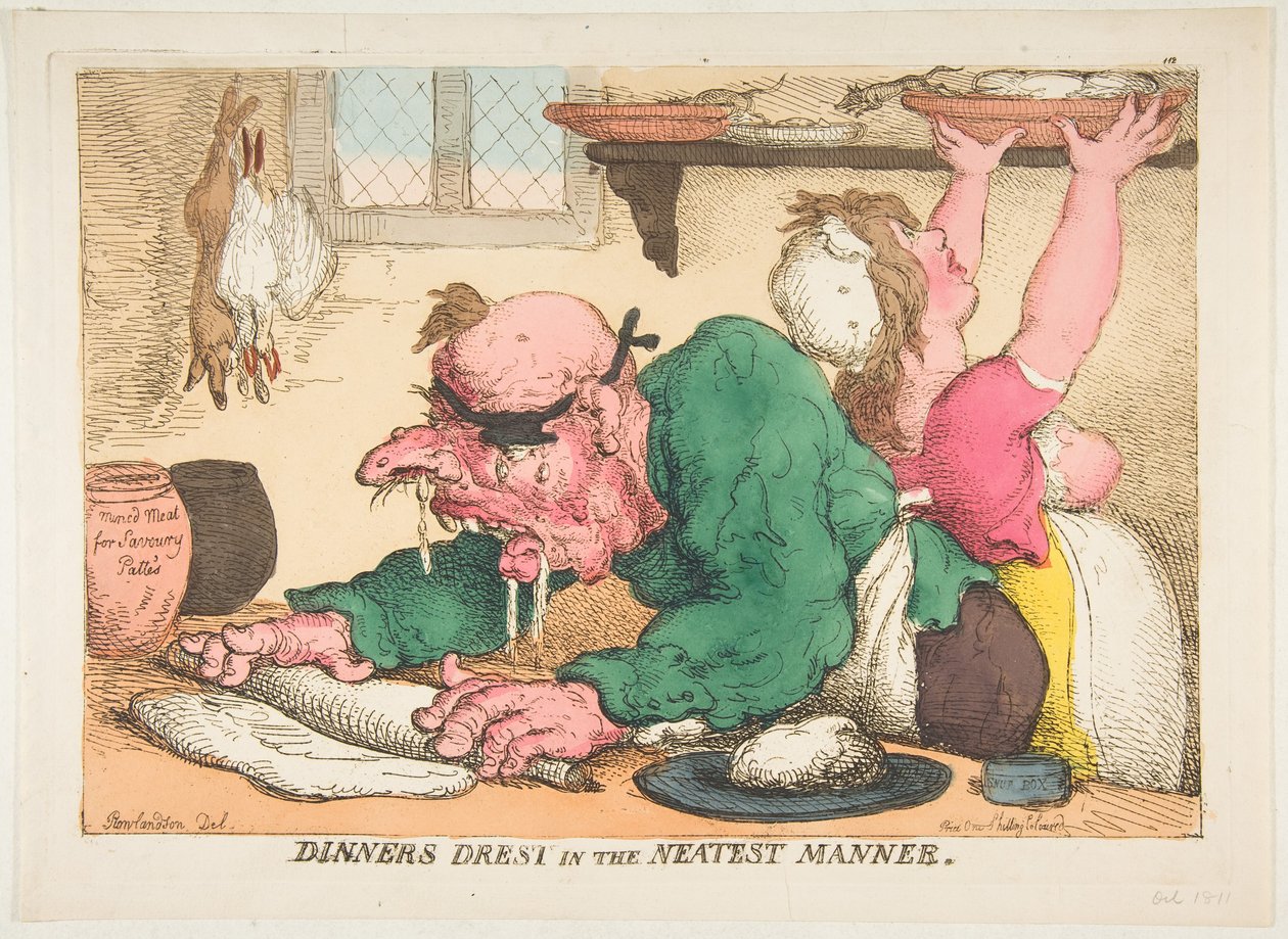 1811年10月，以Neatest方式的Dinners Drest。 作者 托马斯·罗兰森