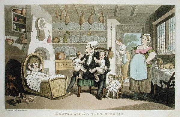 Syntax医生变成了护士，摘自《Syntax医生寻找风景的旅行》，作者William Combe，1812年出版（水印）。 作者 托马斯·罗兰森
