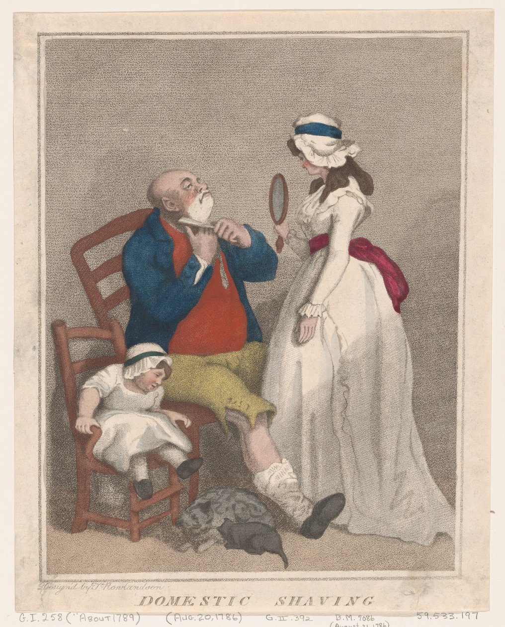 Domestic Shaving, August 21, 1786., August 21, 1786. 作者 托马斯·罗兰森