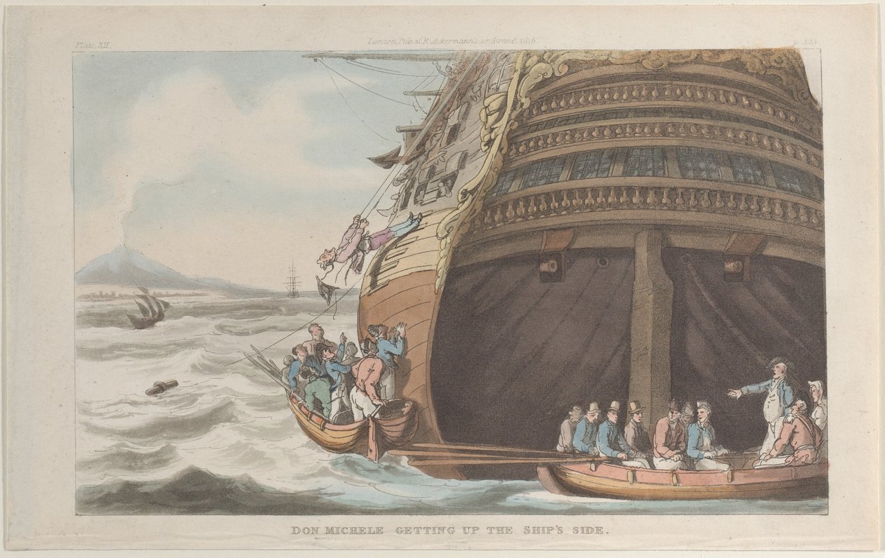 唐-米歇尔登上船舷，从那不勒斯和费利斯坎帕格纳出发：在......，1815年6月1日。 作者 托马斯·罗兰森