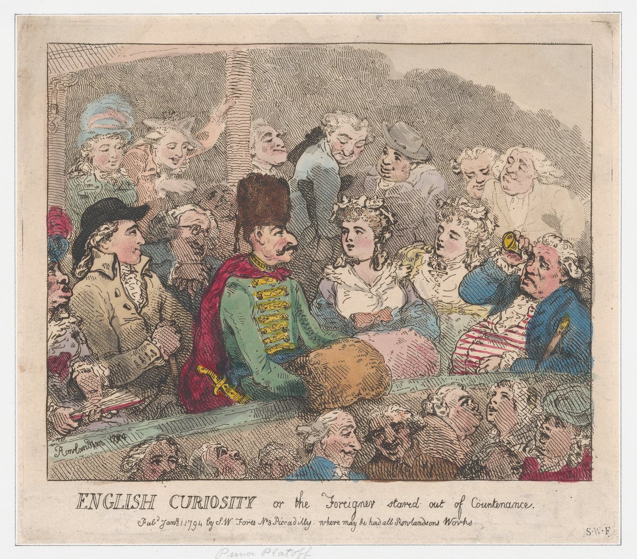English Curiosity or The Foreigner Stared Out of Countenance, January 1, 1794. 作者 托马斯·罗兰森