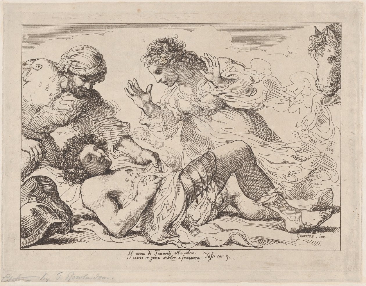 Erminia发现受伤的Tancred，来自Tasso，Gerusalemme Liberata，约1790年，约1790。 作者 托马斯·罗兰森