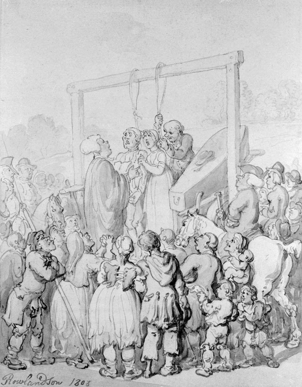 在泰伯恩被处决，1803年 作者 托马斯·罗兰森
