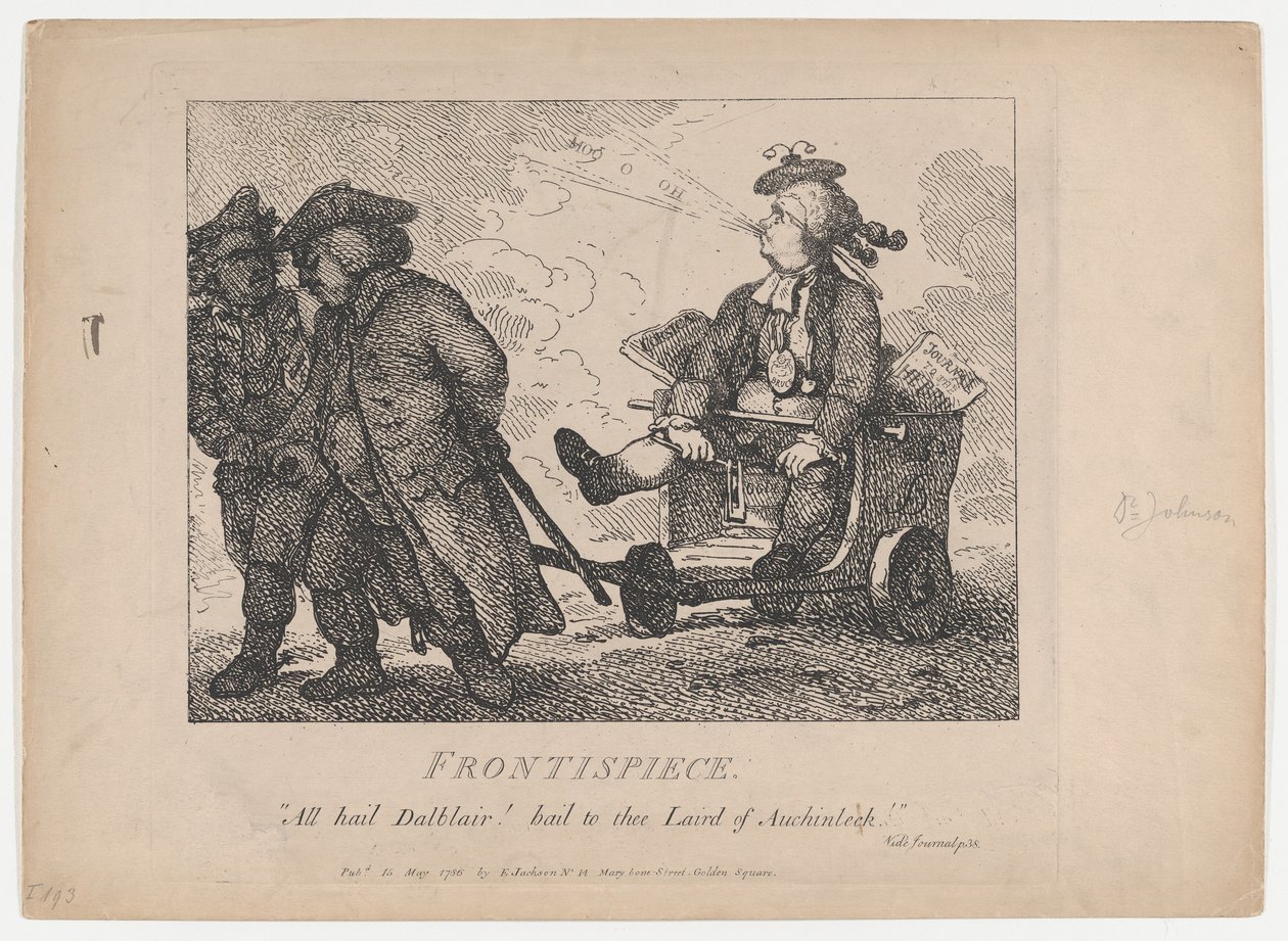 Frontispiece Picturesque Beauties of Boswell, Part the First, May 15, 1786., May 15, 1786. 作者 托马斯·罗兰森