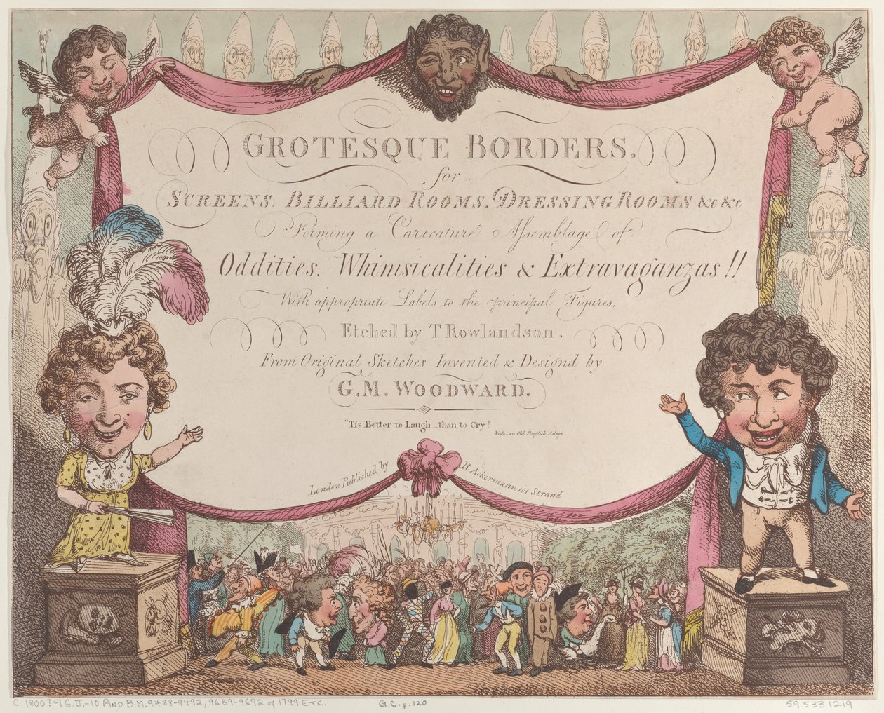 Grotesque Borders for Screens, Billiard Rooms, Dressing Rooms, &c &c, 1799-1800., 1799-1800. 作者 托马斯·罗兰森