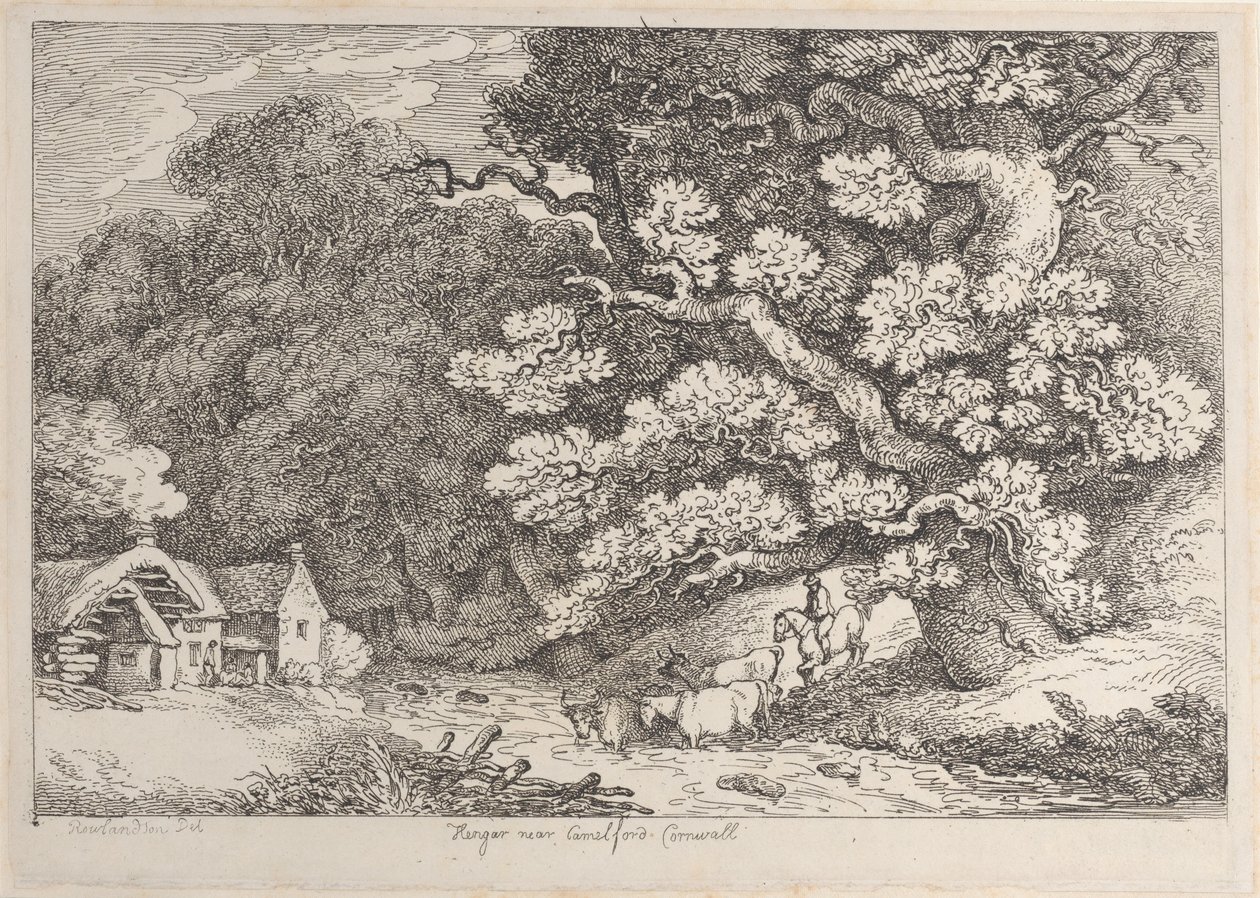 康沃尔郡Camelford附近的Hengar，来自《康沃尔郡的风景》，约1812年，约1812年。 作者 托马斯·罗兰森