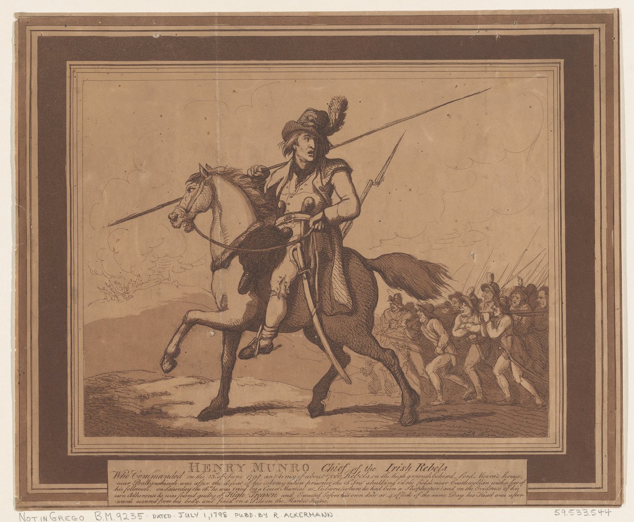 Henry Munro, Chief of the Irish Rebels, July 1, 1798., 1798年7月1日。 作者 托马斯·罗兰森