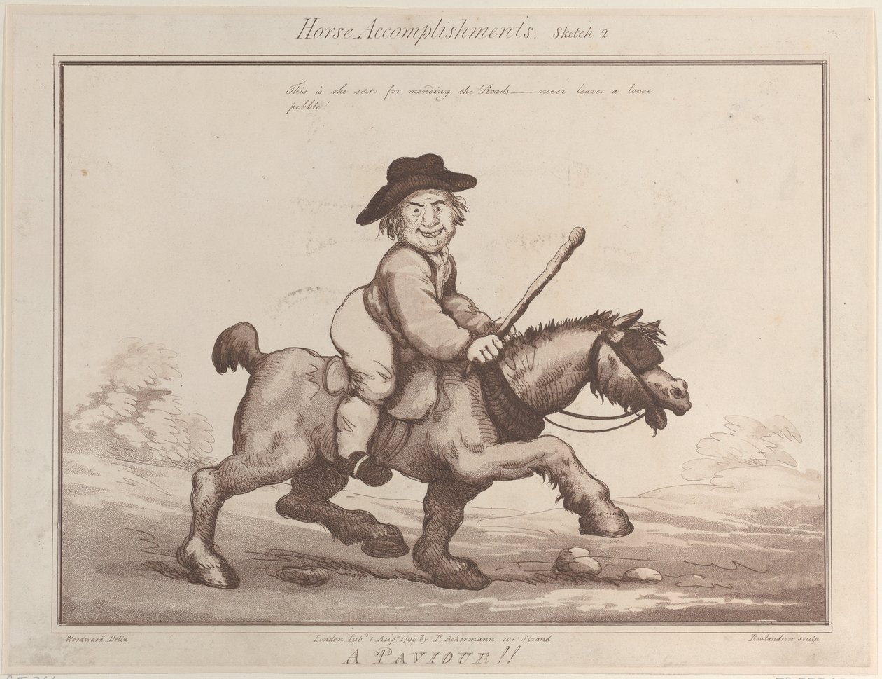 马的成就，素描2：A Paviour !, August 1, 1799. 作者 托马斯·罗兰森