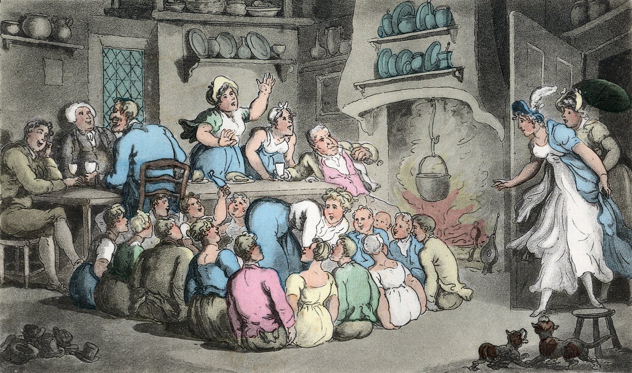 狩猎拖鞋，来自&39;Wakefield的牧师&39;的插图由Oliver Goldsmith，酒吧。阿克曼，1817年（手工雕刻） 作者 托马斯·罗兰森