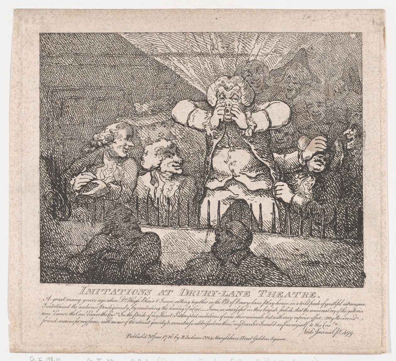 在德鲁里巷剧院的模仿，博斯韦尔的美丽画作，第二部分，1786年6月20日。 作者 托马斯·罗兰森