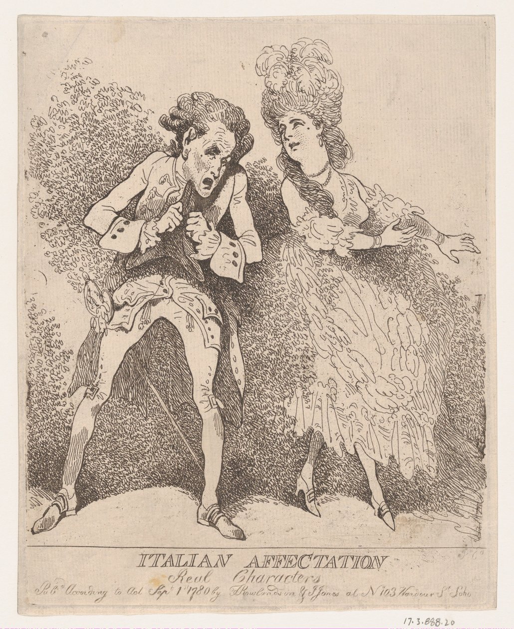 Italian Affectation, Real Characters, September 1, 1780. 作者 托马斯·罗兰森