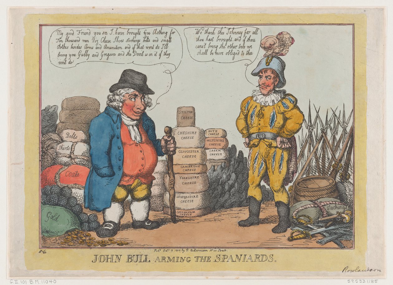 John Bull Arming The Spaniards, October 3, 1808. 作者 托马斯·罗兰森