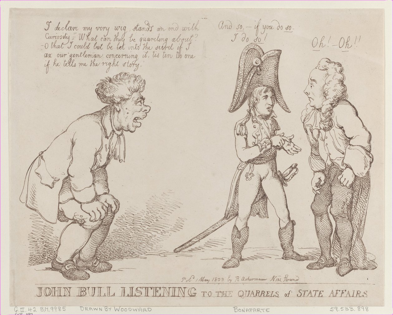 约翰-布尔倾听国家事务的争吵，1803年5月1日。 作者 托马斯·罗兰森