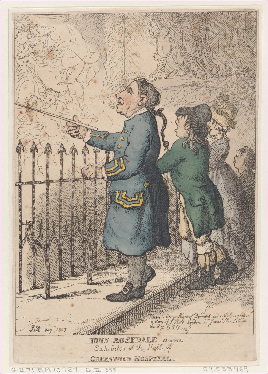 John Rosedale Mariner，格林威治医院大厅的参展者，1807年4月26日。, April 26, 1807. 作者 托马斯·罗兰森