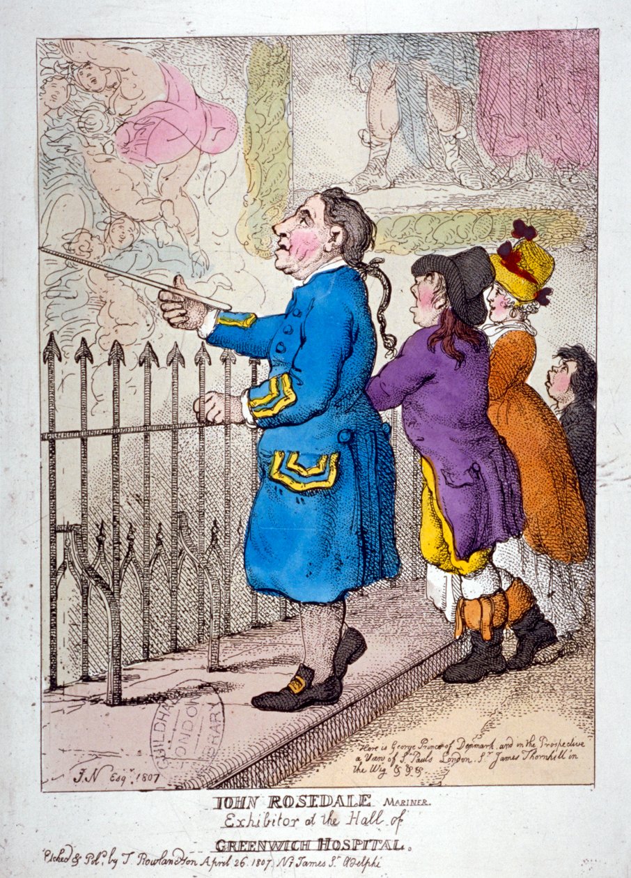 John Rosedale，水手，格林威治医院大厅的展出者"，1807年 作者 托马斯·罗兰森