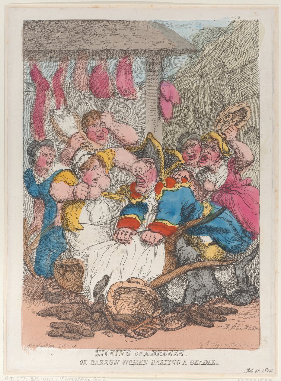 Kicking Up a Breeze or Barrow Women Basting a Beadle, February 10, 1814. , February 10, 1814. 作者 托马斯·罗兰森