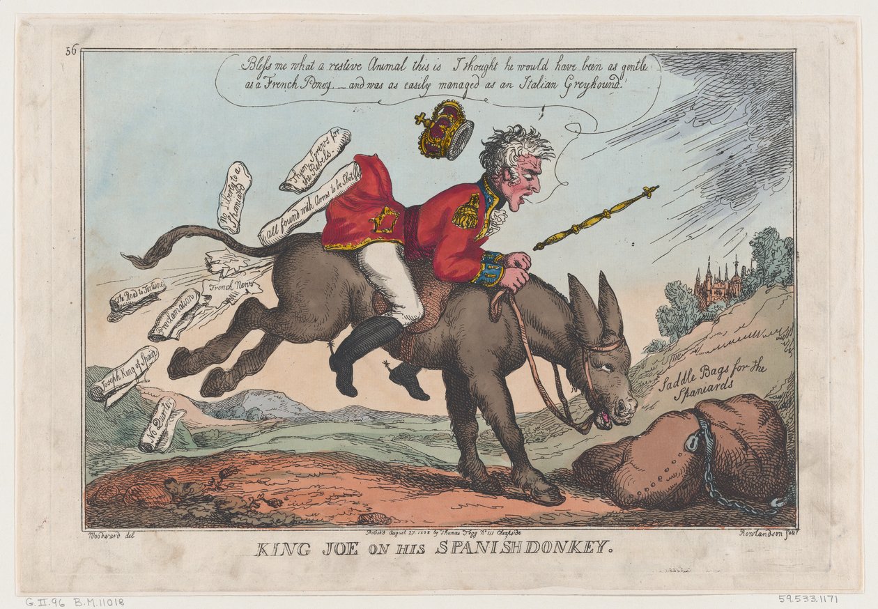 King Joe on his Spanish Donkey, August 27, 1808., August 27, 1808. 作者 托马斯·罗兰森