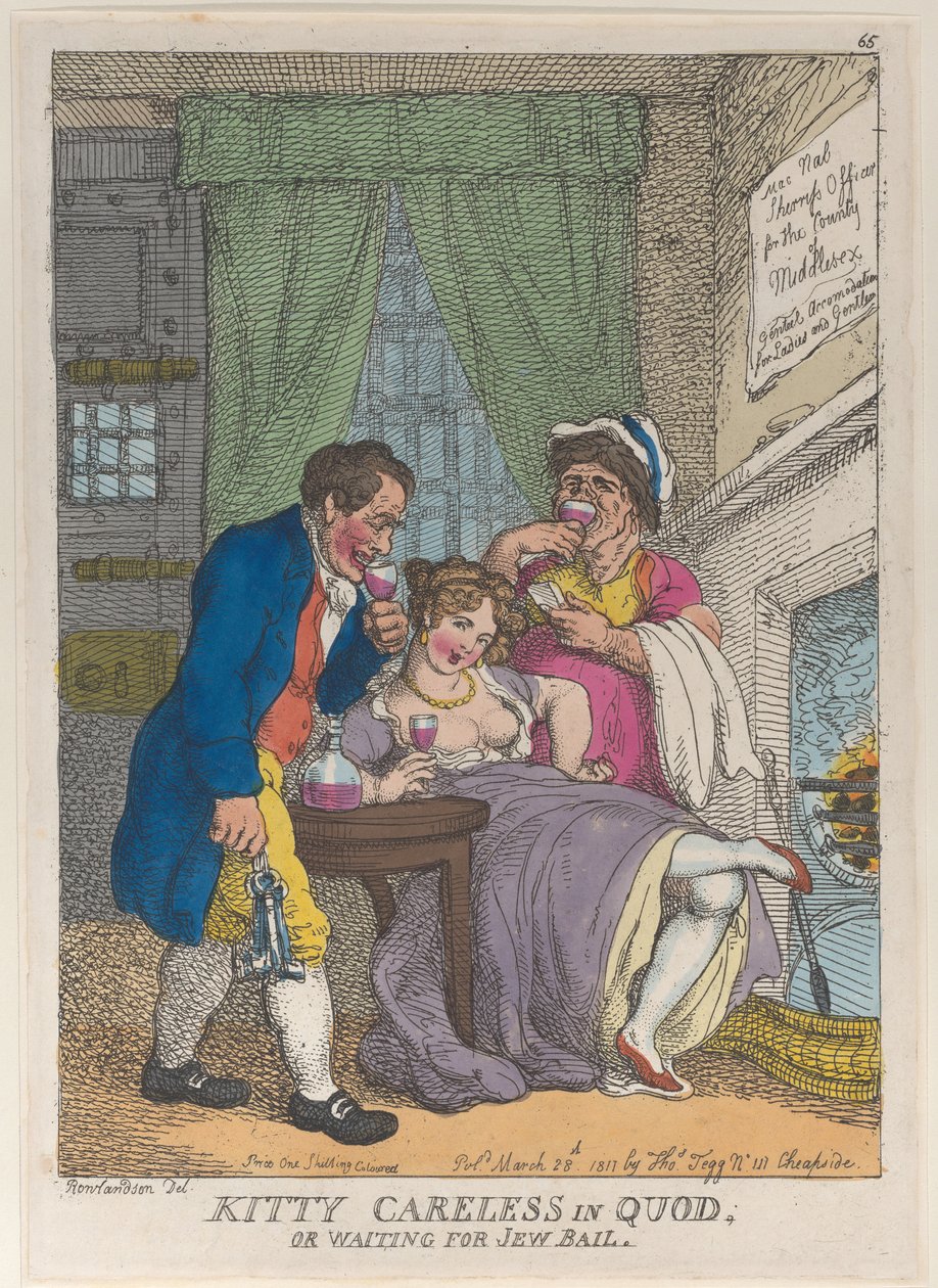 Kitty Careless in Quod or Waiting for Jew Bail, March 28, 1811., March 28, 1811. 作者 托马斯·罗兰森