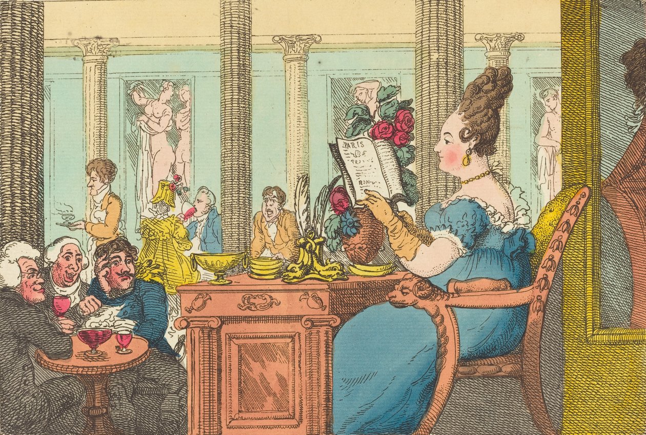 La Belle Limonaudiere在巴黎皇家宫的Mille Colonnes咖啡厅，1814年。 作者 托马斯·罗兰森