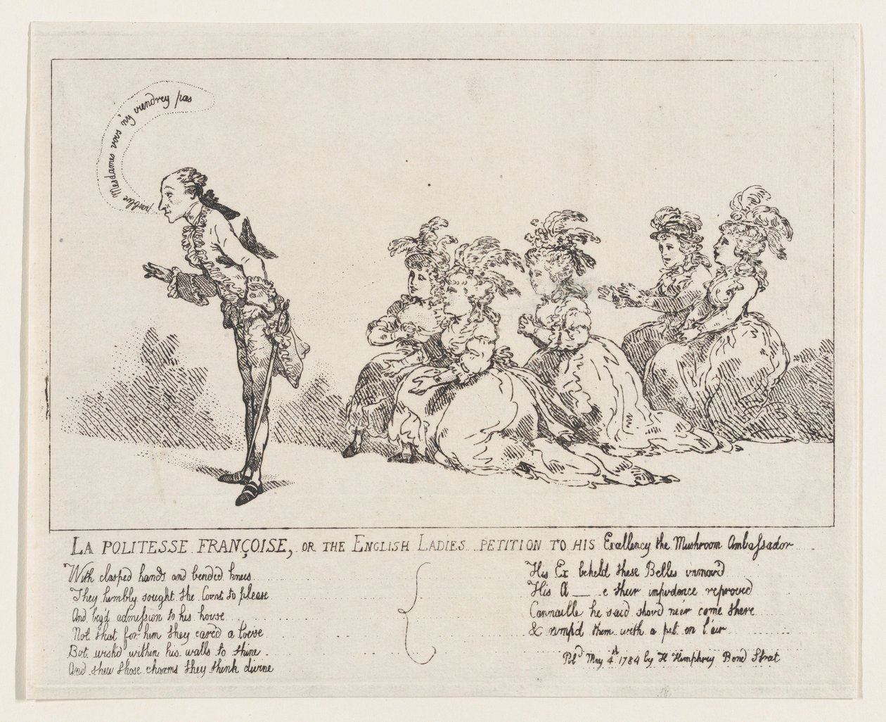 La politesse Françoise, or The English Ladies Petition to His Excellency the Mushro..., May 4, 1789. 作者 托马斯·罗兰森