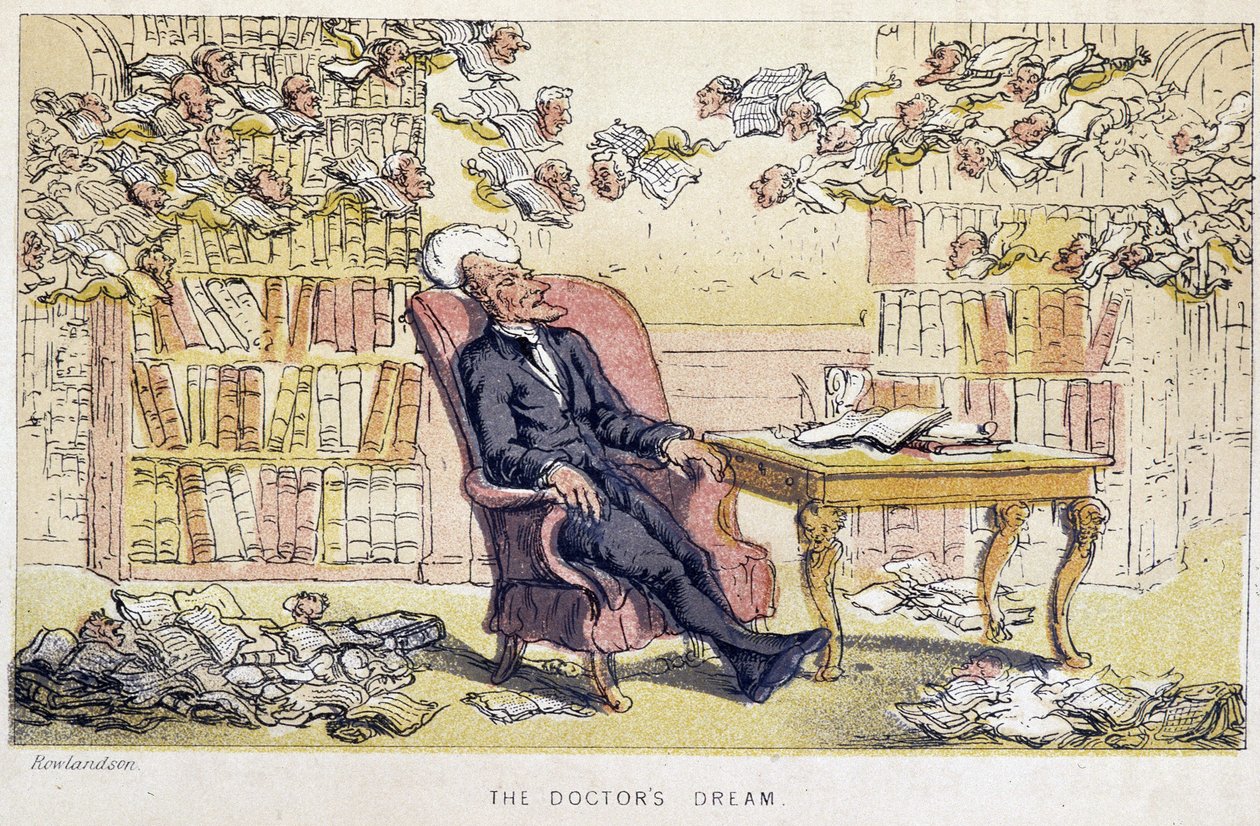 Le rêve du docteur - 在生病的威廉·康贝 (William Combe) 的“句法博士三趟旅行：寻找风景如画的安慰和妻子”中。 罗兰森 作者 托马斯·罗兰森