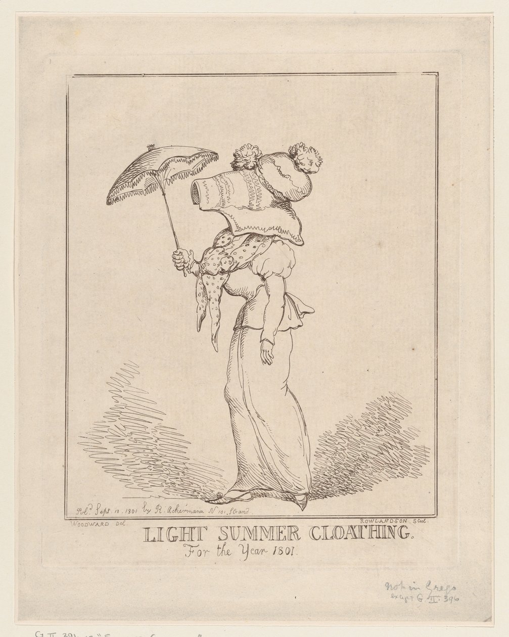 Light Summer Cloathing [sic], September 10, 1801. ，1801年9月10日。 作者 托马斯·罗兰森