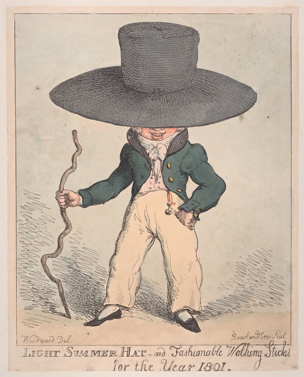 Light Summer Hat and Fashion Walking Sticks for the Year 1801, July 10, 1801., July 10, 1801. 作者 托马斯·罗兰森
