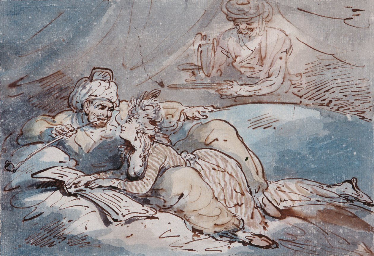 爱在东方，c.1787（笔和颜色洗） 作者 托马斯·罗兰森